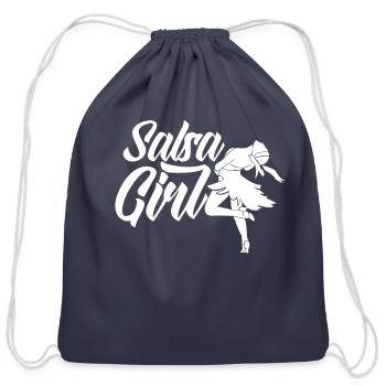 Salsa Girl Dance Latin Dancing Dancer - Cotton Drawstring Bag - navy - Front