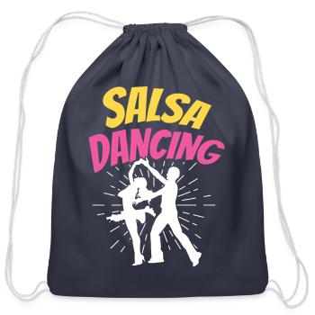 Salsa Dancing Dance Latin Dancer - Cotton Drawstring Bag - navy - Front