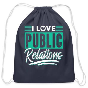 I Love Public Relations Manager PR Profession Job - Cotton Drawstring Bag - navy - Front