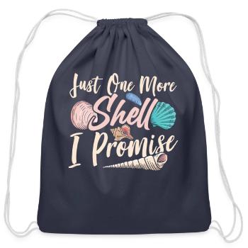 Just One More Shell I Promise Seashell Seashells - Cotton Drawstring Bag - navy - Front