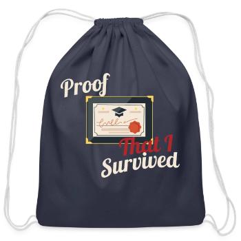 Proof that I Survived - Cotton Drawstring Bag - navy - Front