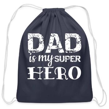 Dad: My superhero! - Cotton Drawstring Bag - navy - Front