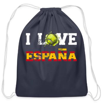 I LOVE España, I Love Spain, I Love Tennis, Tennis - Cotton Drawstring Bag - navy - Front