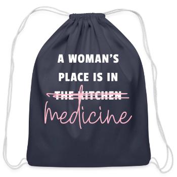 A Woman'S Place Is In Medicine - Cotton Drawstring Bag - navy - Front