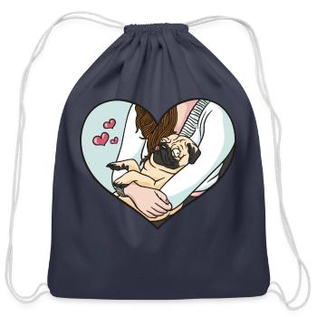 Funny lovely pug puppy Funny lovely pug puppy gift - Cotton Drawstring Bag - navy - Front