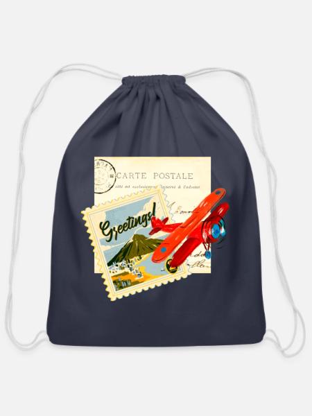 POSTAL CARD 4700x4700 - Cotton Drawstring Bag - navy