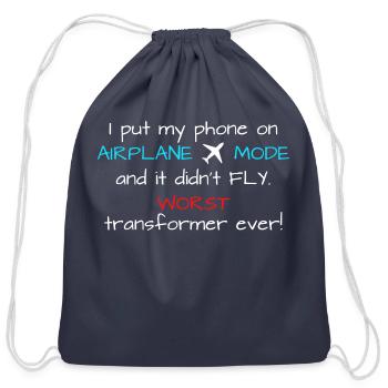 Airplane Mode - Cotton Drawstring Bag - navy - Front