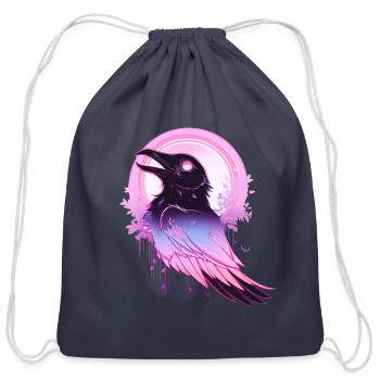 Pastel Goth Raven - Cotton Drawstring Bag - navy - Front