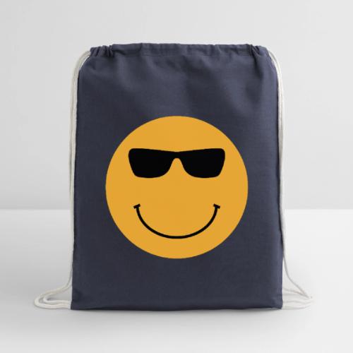 Orange Face with Sunglasses - Cotton Drawstring Bag