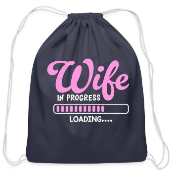 wife in progress - Cotton Drawstring Bag - navy - Front