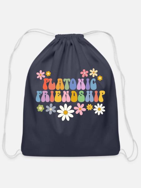 Platonic Friendship Supportive Best Friend - Cotton Drawstring Bag - navy