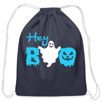 Hey Boo Halloween - Cotton Drawstring Bag - navy - Front