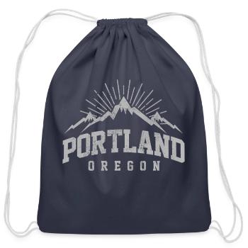 Portland Oregon Mountains Nature Outdoor - Cotton Drawstring Bag - navy - Front