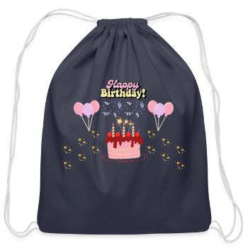 Birthday surprise - Cotton Drawstring Bag - navy - Front