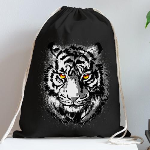 Tiger Head - Tiger Artwork - Wildlife Big Cats - Cotton Drawstring Bag
