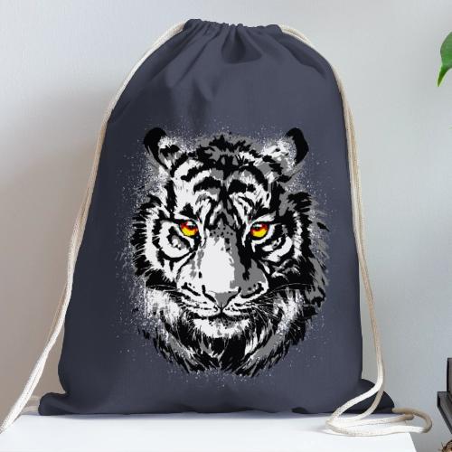 Tiger Head - Tiger Artwork - Wildlife Big Cats - Cotton Drawstring Bag