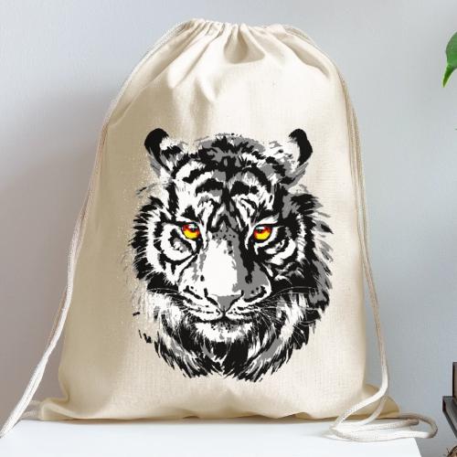 Tiger Head - Tiger Artwork - Wildlife Big Cats - Cotton Drawstring Bag
