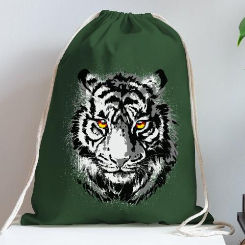 Tiger Head - Tiger Artwork - Wildlife Big Cats - Cotton Drawstring Bag