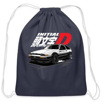Toyota AE86 Drifter Shirt Design - Cotton Drawstring Bag - navy - Front