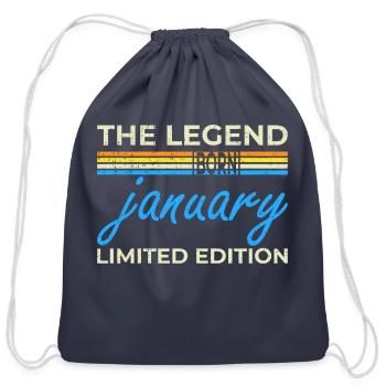 The Legend Born In January - Cotton Drawstring Bag - navy - Front