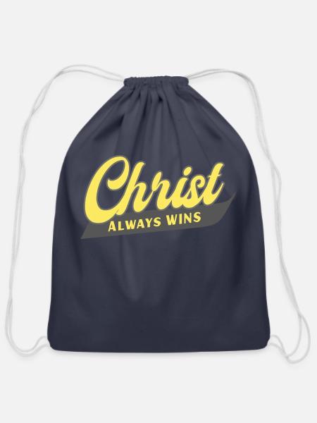 CHRIST ALWAYS WINS - Cotton Drawstring Bag - navy