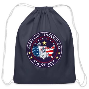 4th of July - Cotton Drawstring Bag - navy - Front