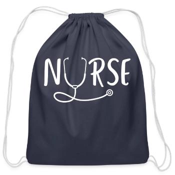 Nurse Design With Stethoscope - Cotton Drawstring Bag - navy - Front