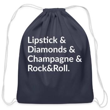 Lipstick Diamonds Champagne Rock Roll - Cotton Drawstring Bag - navy - Front