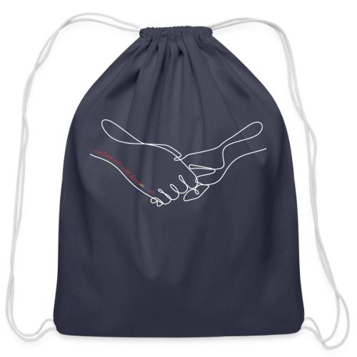 Reaching Out With Love (white outlines) - Cotton Drawstring Bag