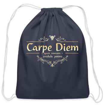 Carpe Diem Classic Latin Wisdom - Cotton Drawstring Bag - navy - Front