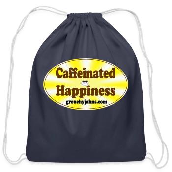 Grouchy John Caffeinated Happiness Oval - Cotton Drawstring Bag - navy - Front
