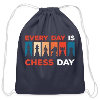 Every Day Is Chess Day - Cotton Drawstring Bag - navy - Front