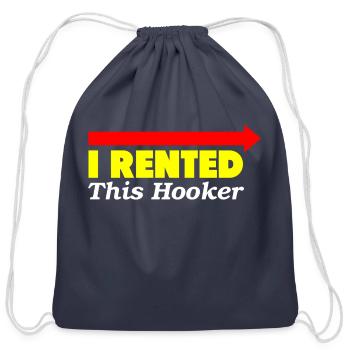 I Rented This Hooker summer - Cotton Drawstring Bag - navy - Front