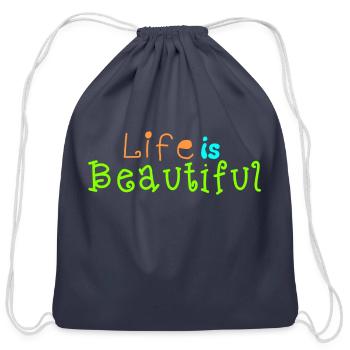 life is beautiful - Cotton Drawstring Bag - navy - Front