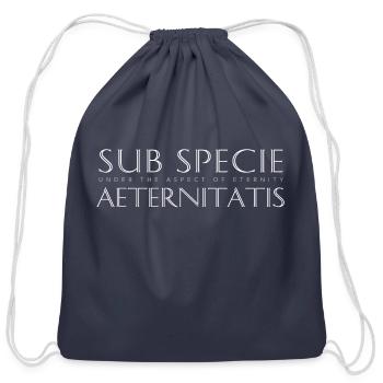 Latin Quote: Sub Specie Aeternitatis - Cotton Drawstring Bag - navy - Front