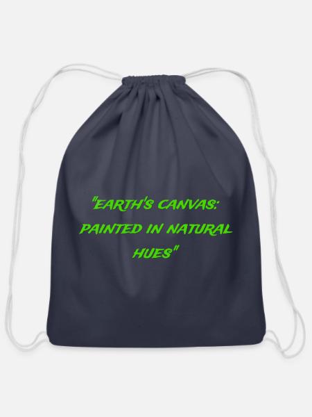 Earths Canvas Painted in Natural Hues - Cotton Drawstring Bag - navy