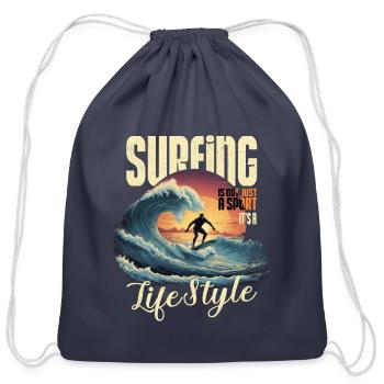 Surfing is not just a sport it's a lifestyle! - Cotton Drawstring Bag - navy - Front