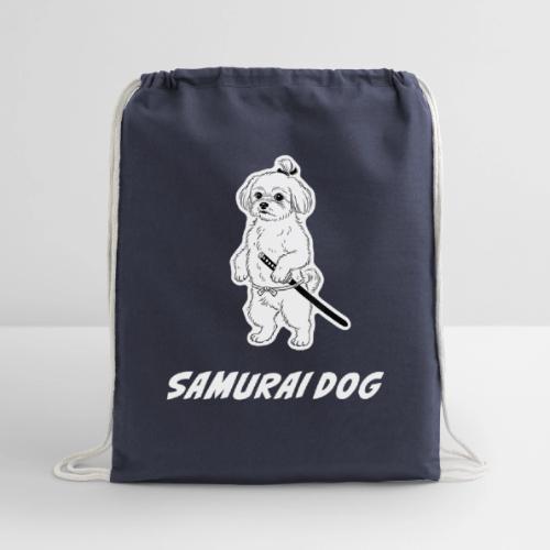 Samurai Maltese Katana Warrior Dog Tee - Cotton Drawstring Bag