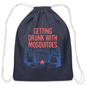 Getting Drunk With Mosquitoes Camping Beer Lover - Cotton Drawstring Bag - navy - Front