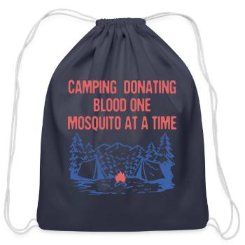 Donating Blood One Mosquito Camping Funny Camper - Cotton Drawstring Bag - navy - Front