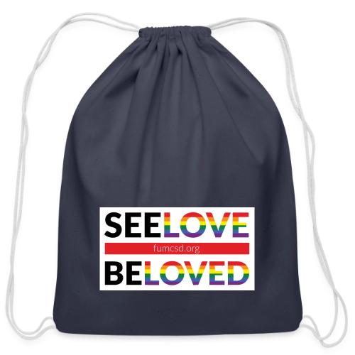 FUMCSD See Love, Be Loved: white design background - Cotton Drawstring Bag