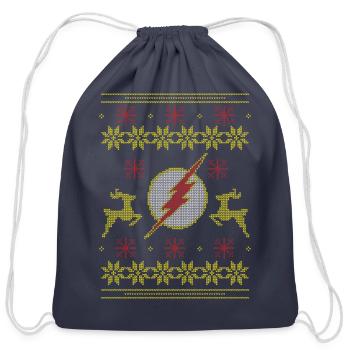 Justice League The Flash Ugly Christmas - Cotton Drawstring Bag - navy - Front