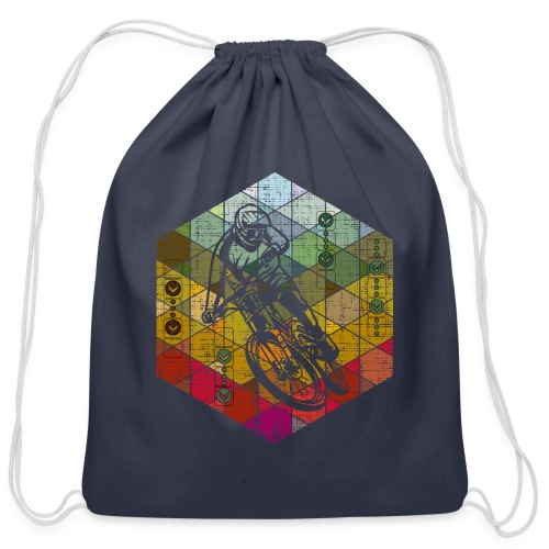 downhill racer hexagon - Cotton Drawstring Bag