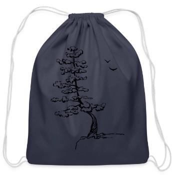 Pine tree - Cotton Drawstring Bag - navy - Front