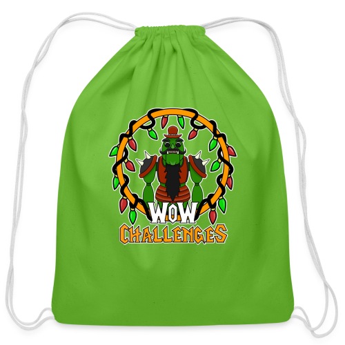 WoW Challenges Holiday Orc WHITE - Cotton Drawstring Bag