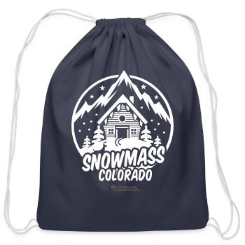 Snowmass Colorado Ski Resort T-Shirt Design - Cotton Drawstring Bag - navy - Front