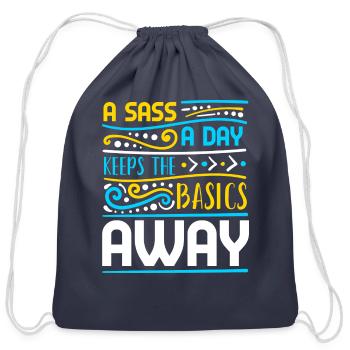 A sass A Day Keeps The Basics Away - Cotton Drawstring Bag - navy - Front