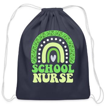 School Nurse Green Rainbow School Nurse - Cotton Drawstring Bag - navy - Front