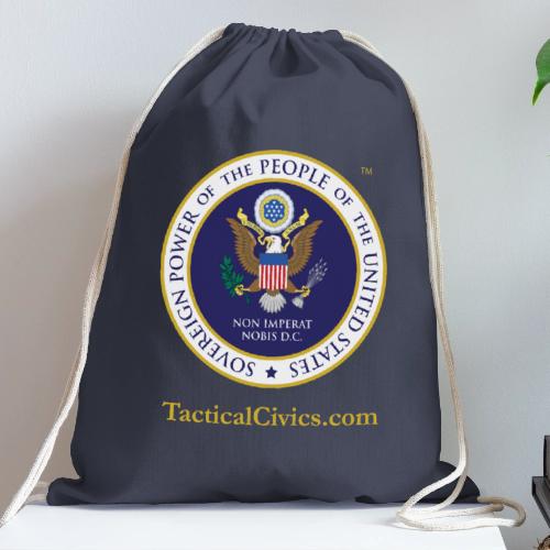 The Peoples Seal w gold url - Cotton Drawstring Bag