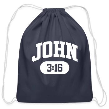 John 3:16 - Cotton Drawstring Bag - navy - Front